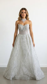 1269- Robe de mariée princesse bustier avec broderie
